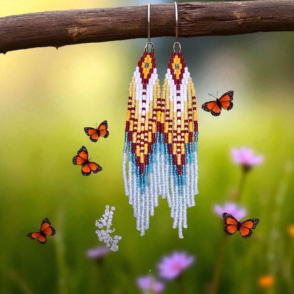 Handcrafted Beaded Fringe Earrings